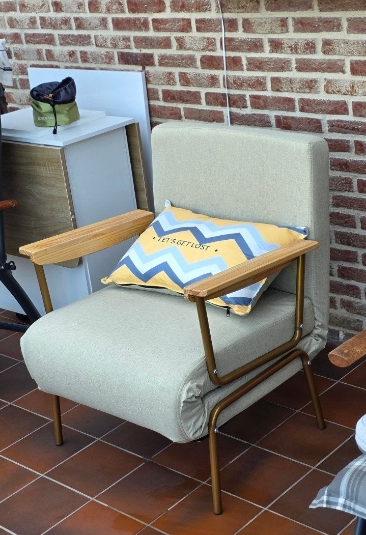 Uitklapbare Slaapfauteuil Beige - Splinternieuw, Huis en Inrichting, Ophalen