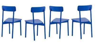 Set van 4 massief beuken stoelen, JODI, blauw, Maison & Meubles, Chaises, Neuf, Enlèvement, Bois, Bleu