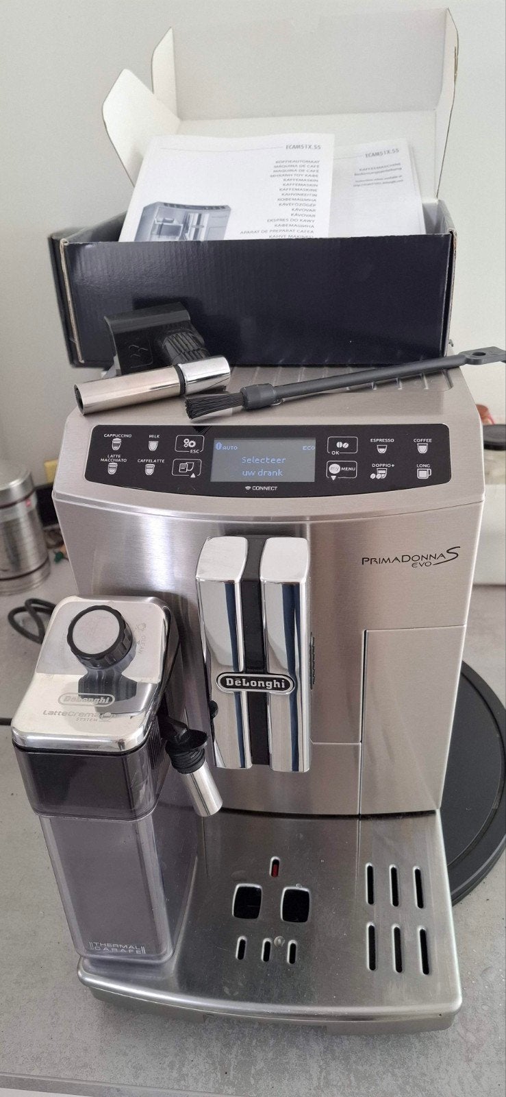 Delonghi Primadonna Evo 19 bar druk, met garantie, Elektronische apparatuur, Koffiezetapparaten, 10 kopjes of meer, Koffiemachine