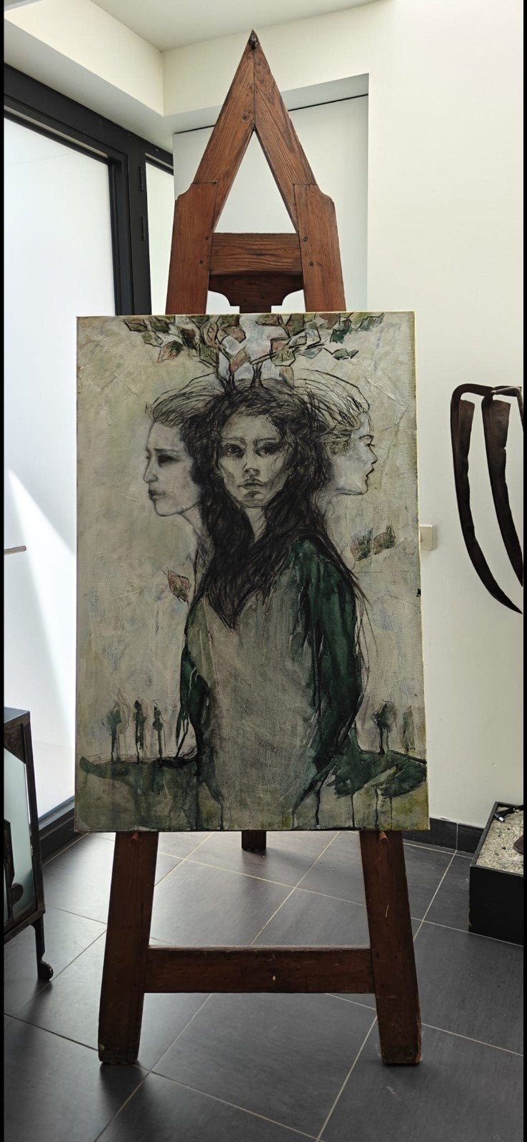 Antiek schildersezel: 150 euro's... zie Beschrijving:, Antiek en Kunst, Kunst | Schilderijen | Abstract, Ophalen