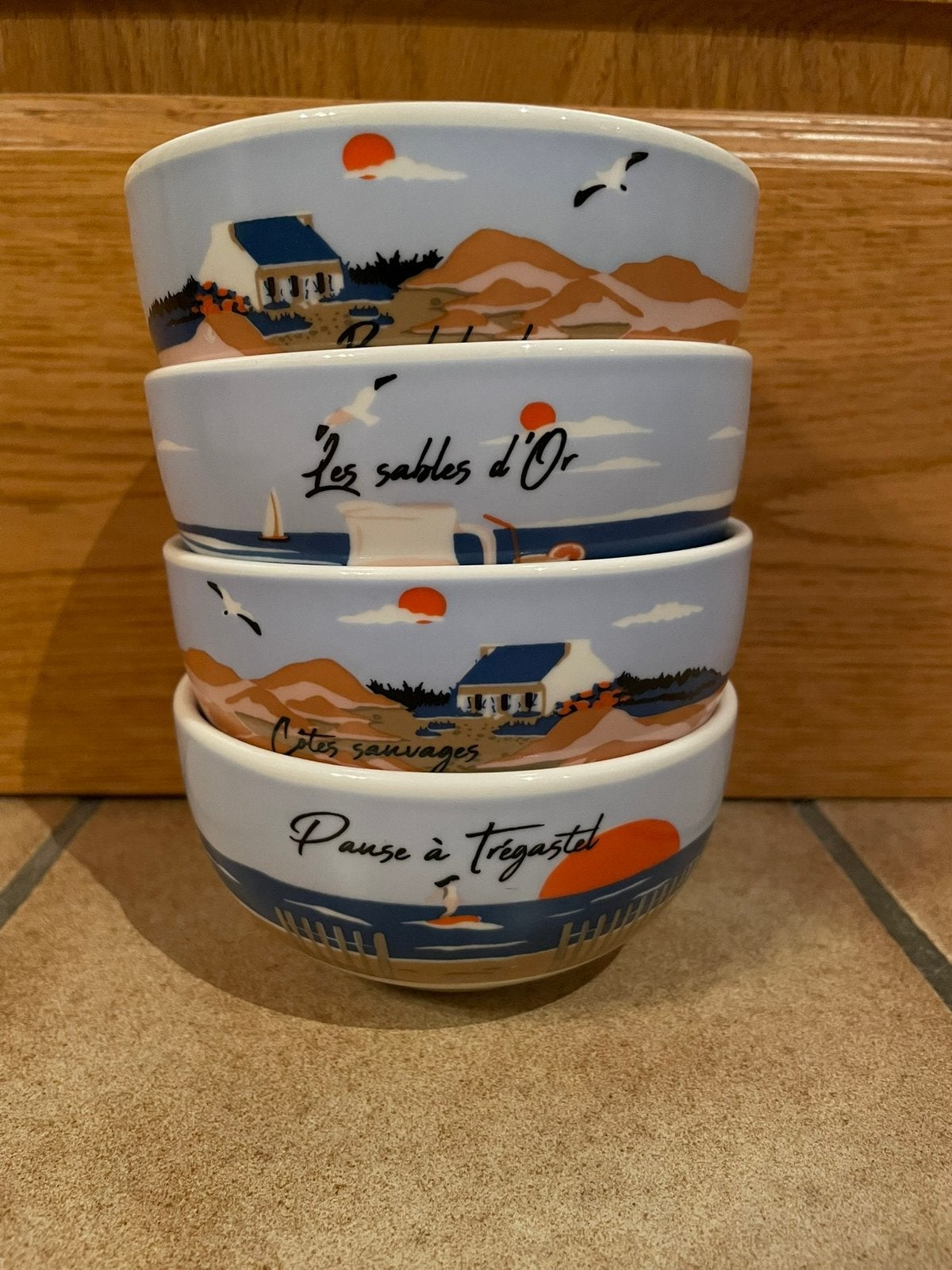 Lot de 4 bols à café Ma jolie Bretagne Neufs!!!, Neuf, Enlèvement ou Envoi, Céramique, Autres styles