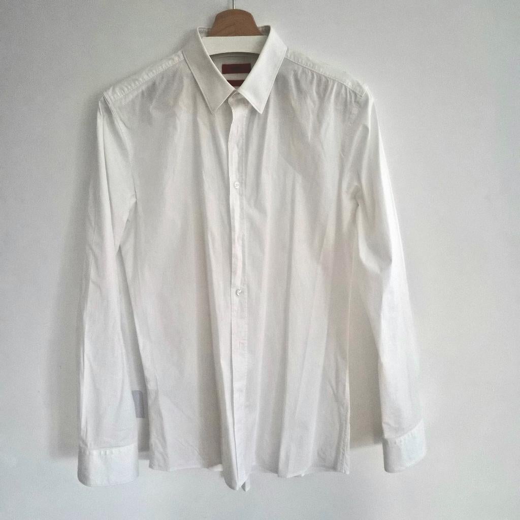 Chemise Hugo Boss blanche L, Ophalen, Wit, Zo goed als nieuw, Halswijdte 41/42 (L)