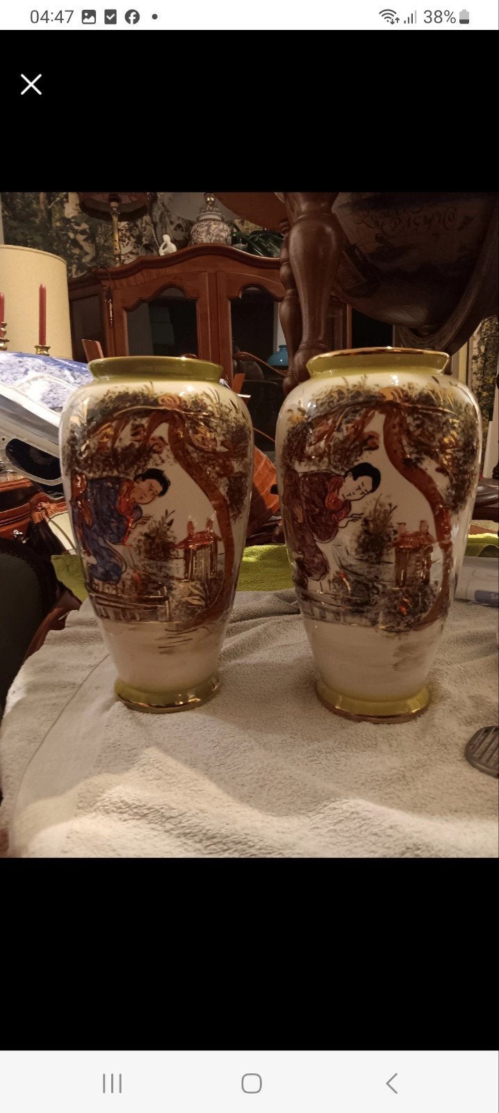 Paire de grands vases décoratifs asiatisants / japonais – en