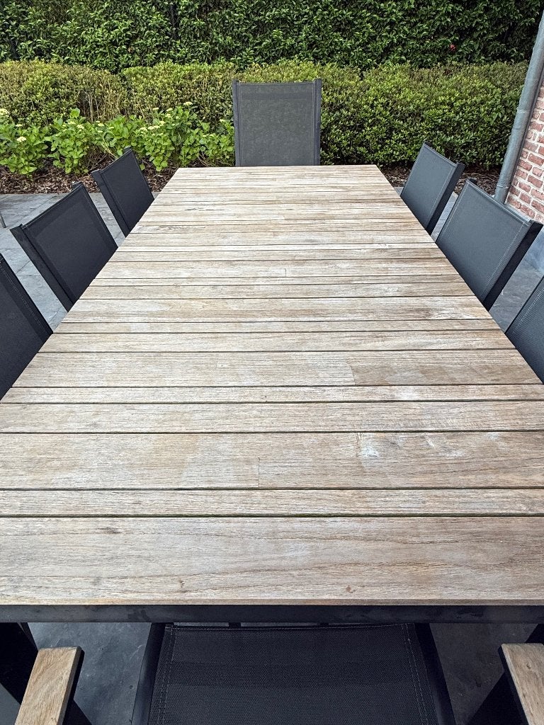 Tuinset (tafel inclusief stoelen), Tuin en Terras, Tuintafels, Ophalen, Gebruikt, Rechthoekig, Teakhout