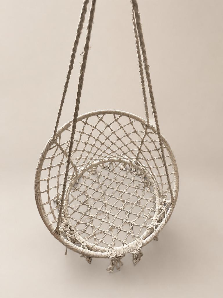 Fauteuil suspendu en macramé, Huis en Inrichting, Woonaccessoires | Schalen en Manden, Gebruikt, Mand, Rond, Ophalen