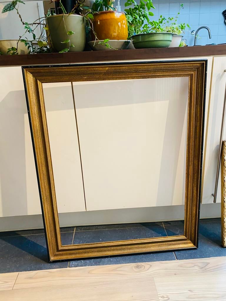 Antieke houten kader, goud met zwart, Huis en Inrichting, Woonaccessoires | Lijsten, Ophalen, Gebruikt
