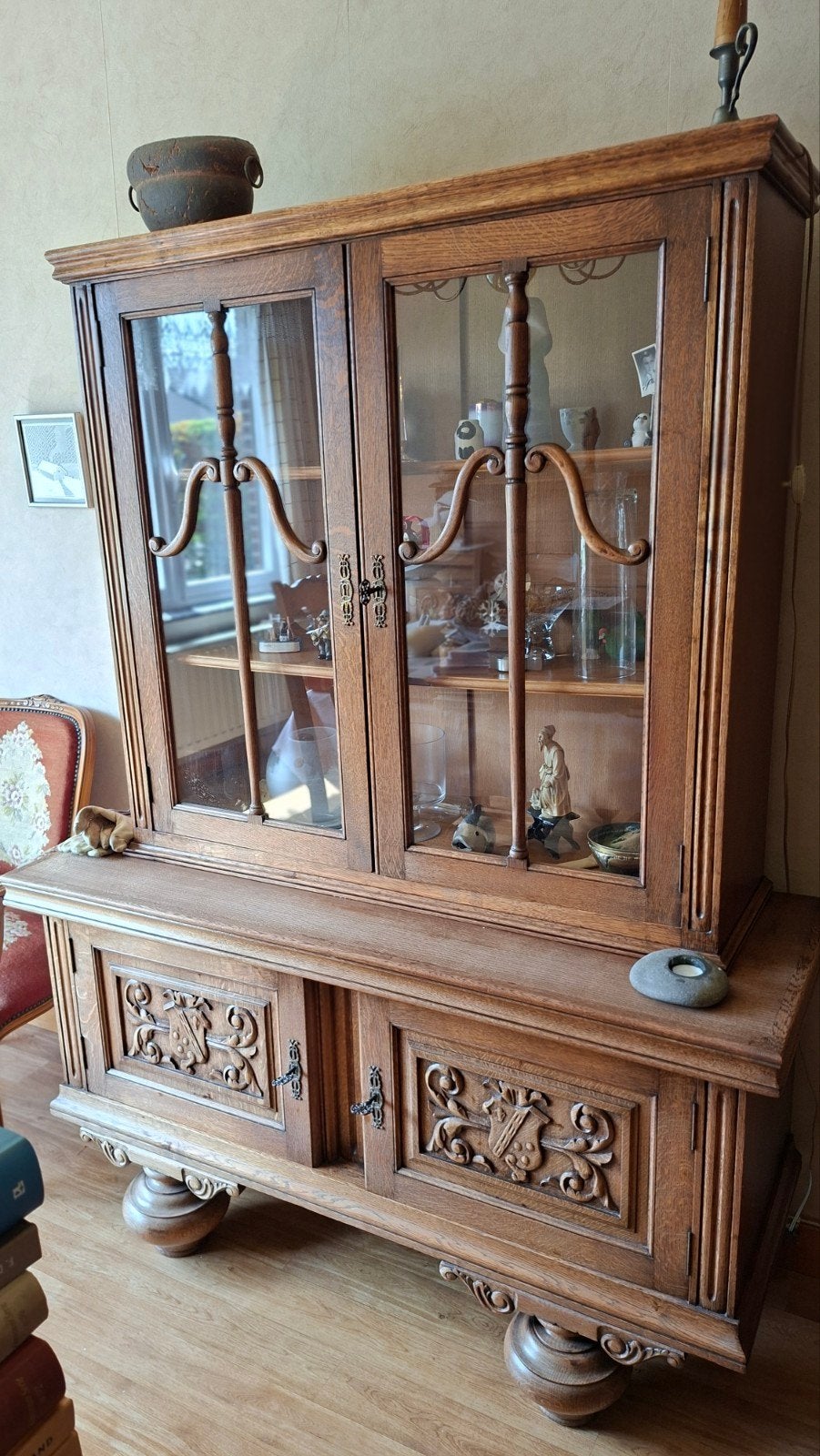 Eiken vitrinekast, Maison & Meubles, Armoires | Vitrines, Enlèvement, Chêne