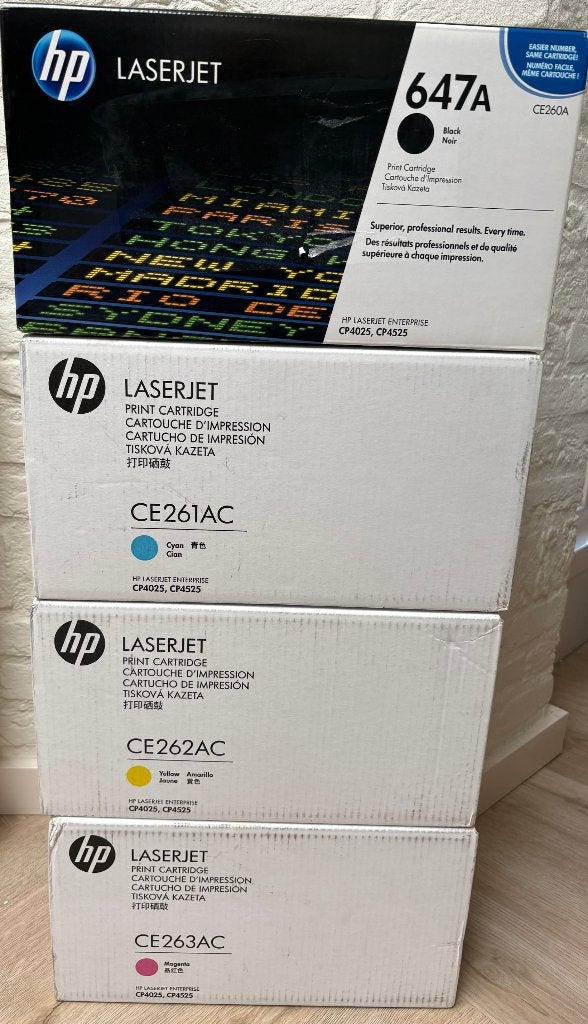 4 HP toners CE260A-CE261A-CE262A-CE263A HP CP4025/CP4525, Computers en Software, Ophalen of Verzenden, Nieuw, Toner, HP ORIGINAL