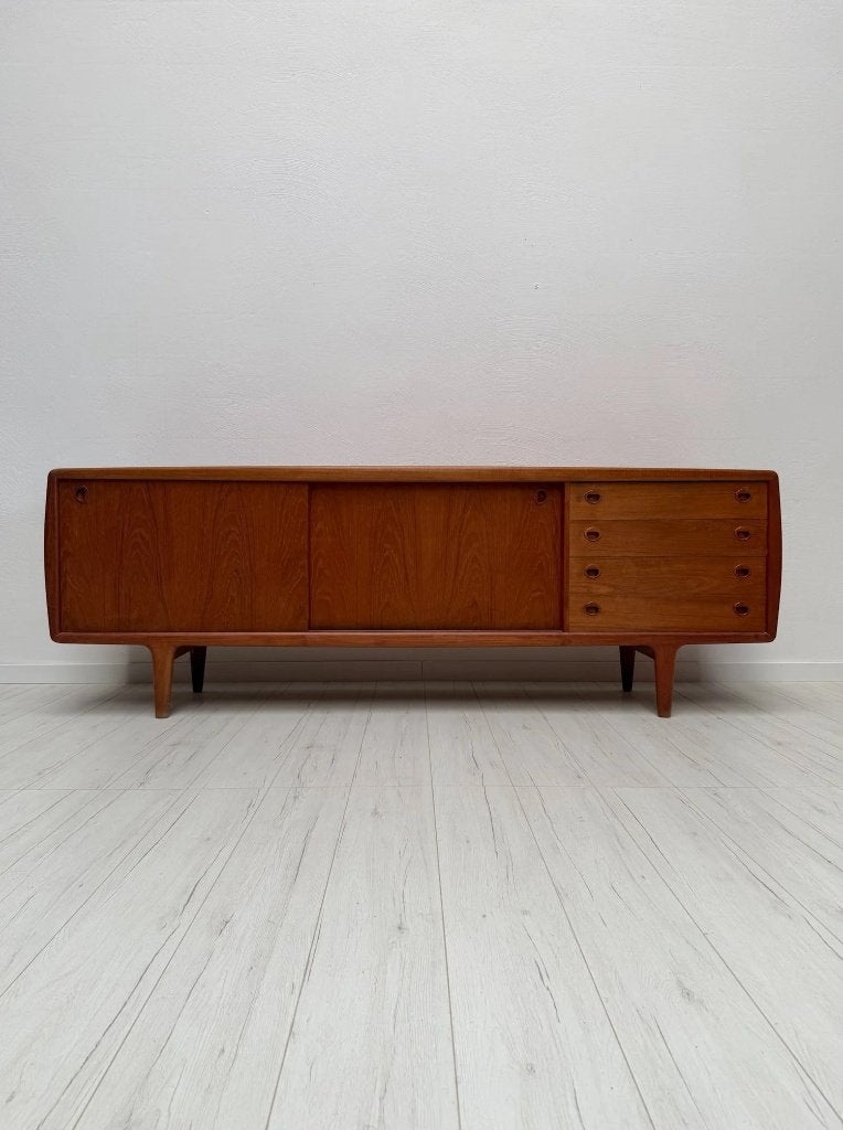 Grand buffet vintage danois en teck H.P. Hansen années 60, Teck, Avec tiroir(s), 200 cm ou plus, Moins de 100 cm