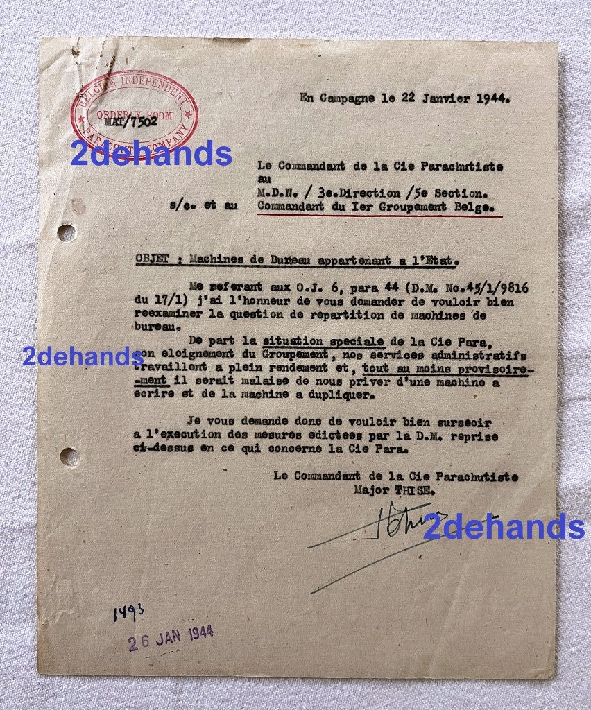 ABBL SAS para majoor Thise Belgian army in uk 1944, Ophalen of Verzenden, Landmacht, Overige typen