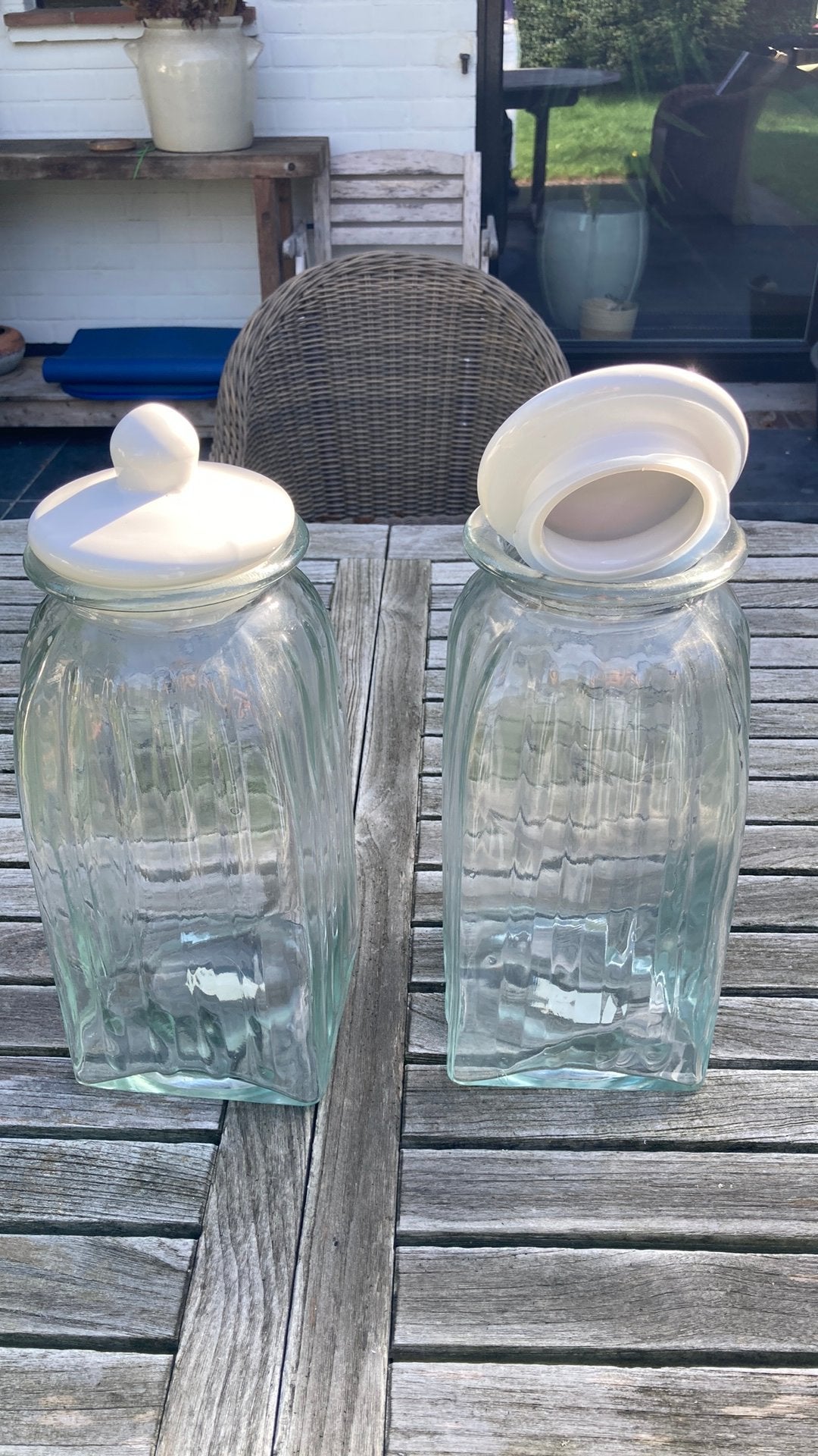 2 bocaux en verre - récipient avec couvercle, Enlèvement, Comme neuf