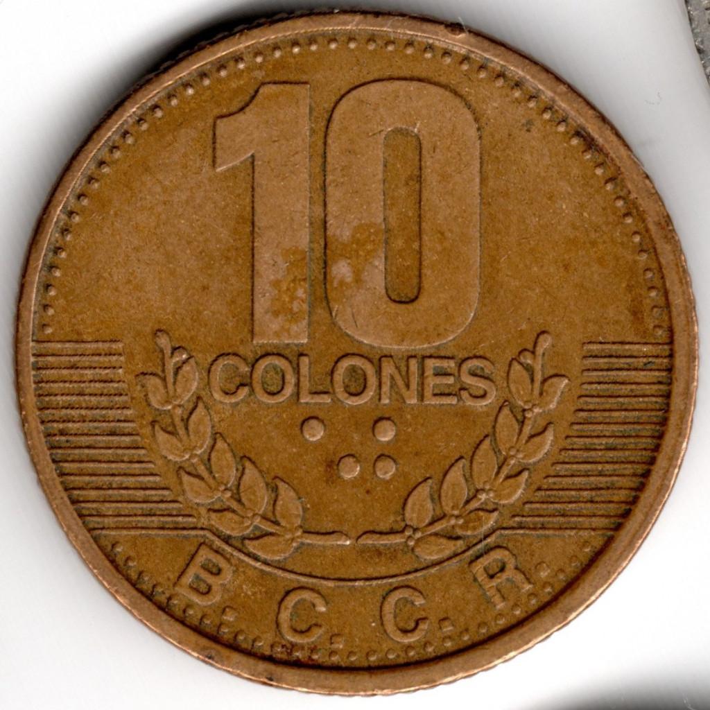 Costa Rica : 10 Colones 1995 KM#228.1 Ref 15437, Enlèvement ou Envoi, Amérique centrale, Monnaie en vrac