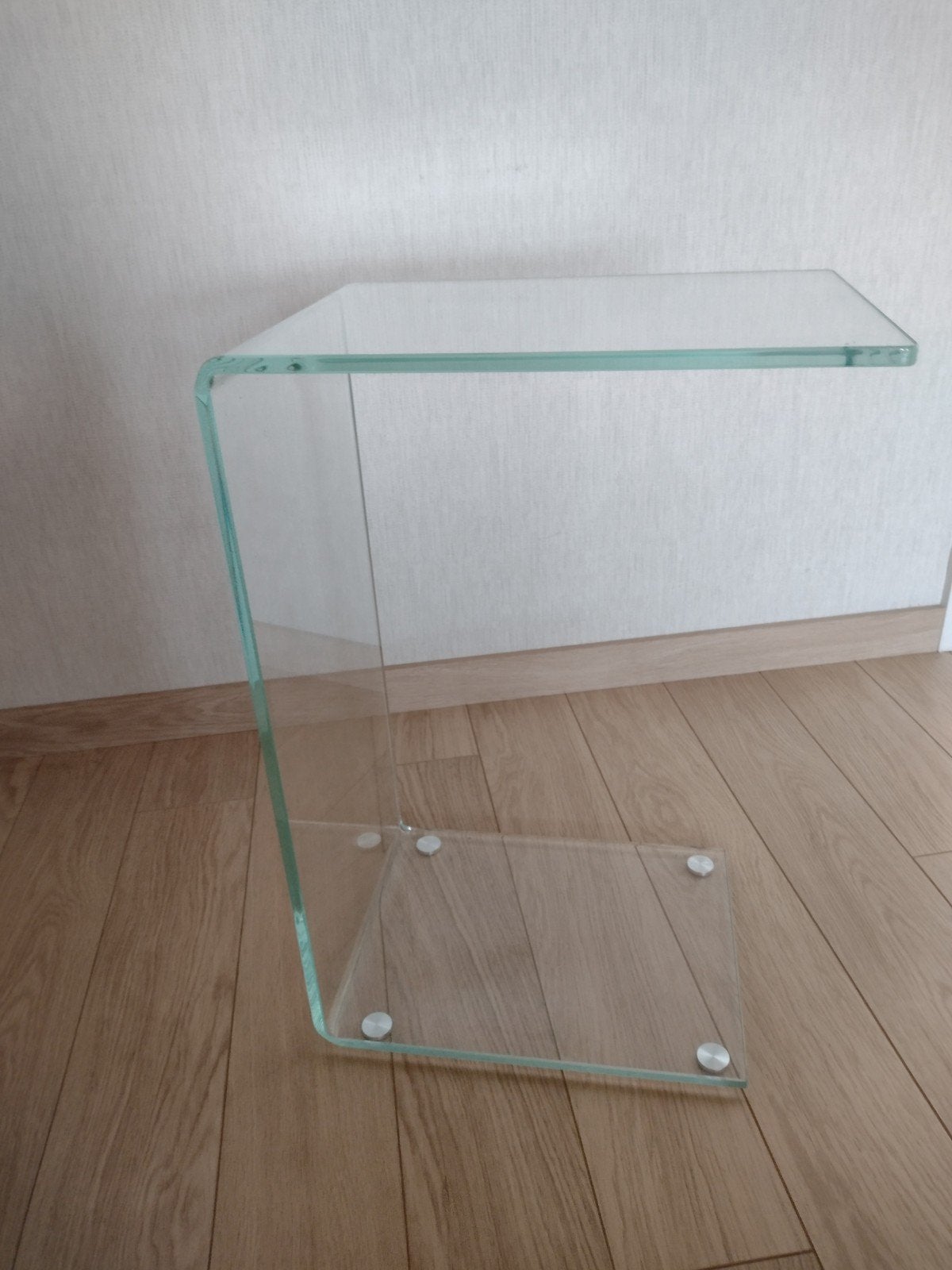 Glazen bijzettafel, Huis en Inrichting, Tafels | Bijzettafels, Ophalen, 60 cm of meer, Rechthoekig, Glas