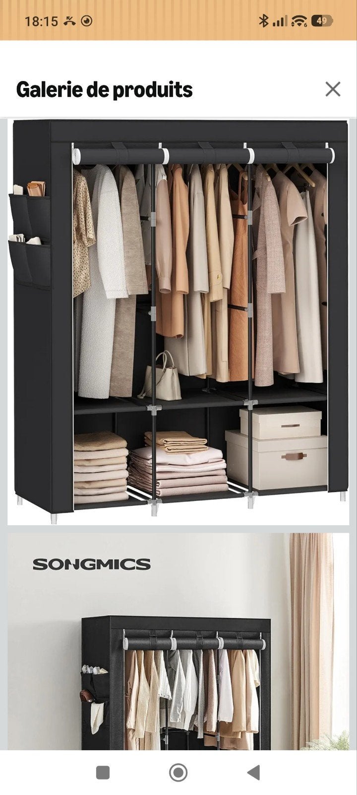 A donner  : penderie Songmics, Maison & Meubles, Armoires | Penderies & Garde-robes, Enlèvement