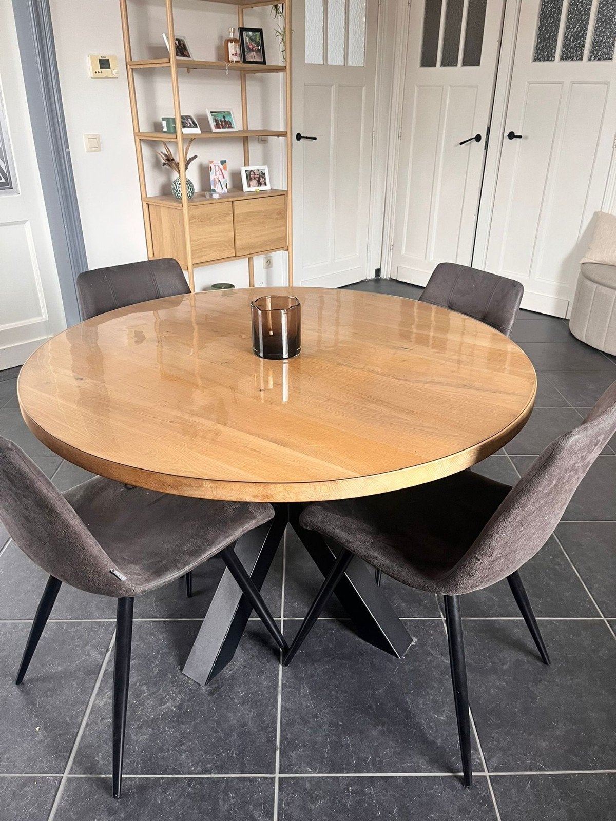 Ronde eettafel, Ophalen, Zo goed als nieuw, 100 tot 150 cm, 100 tot 150 cm