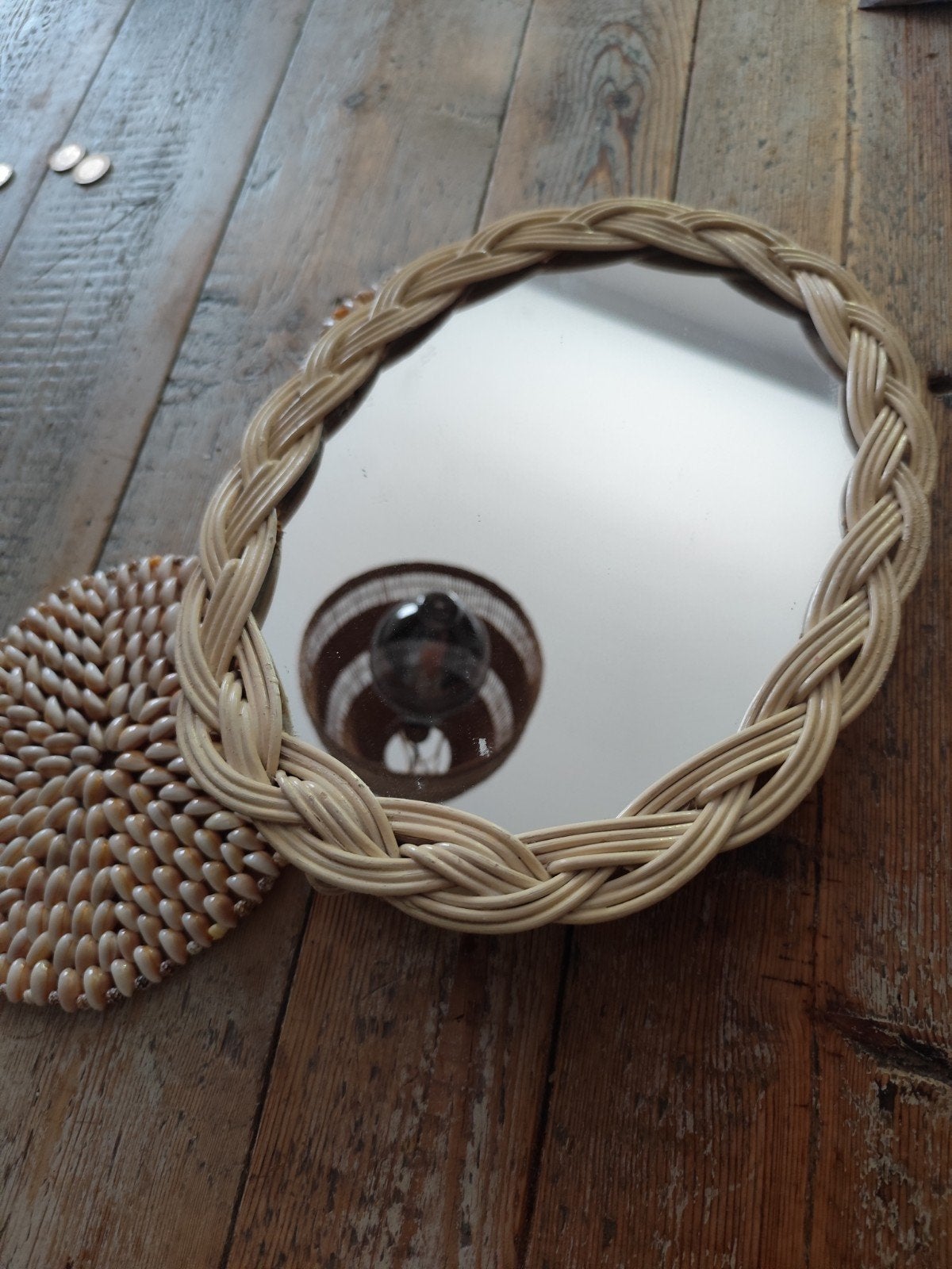 Retro spiegel rotan, Ophalen of Verzenden