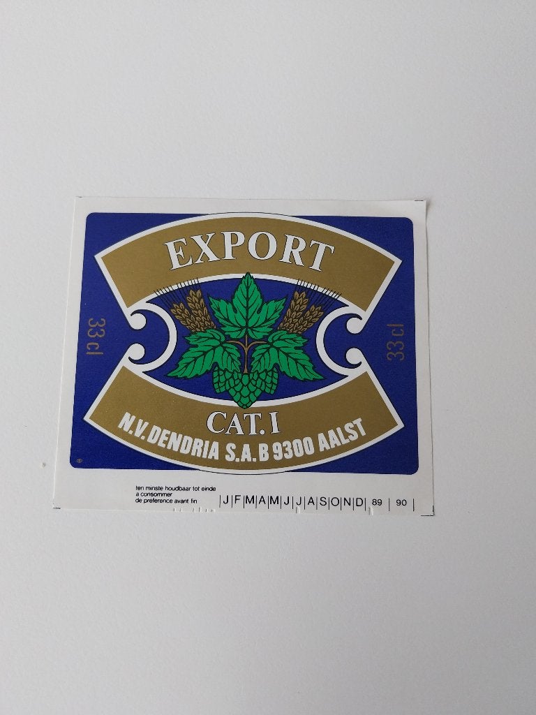 Étiquette de bière Export Dendria De Gheest Alost 33cl, Enlèvement ou Envoi, Utilisé