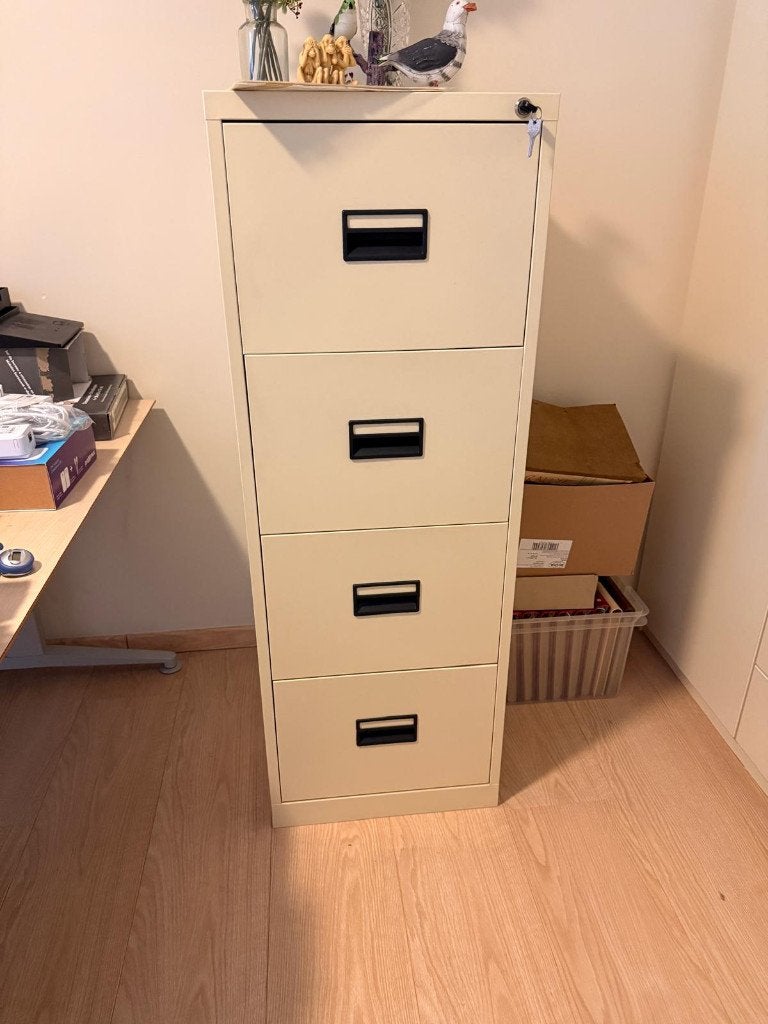 Armoire métallique à dossier 4 tiroirs, Enlèvement, Comme neuf, Métal, Avec serrure