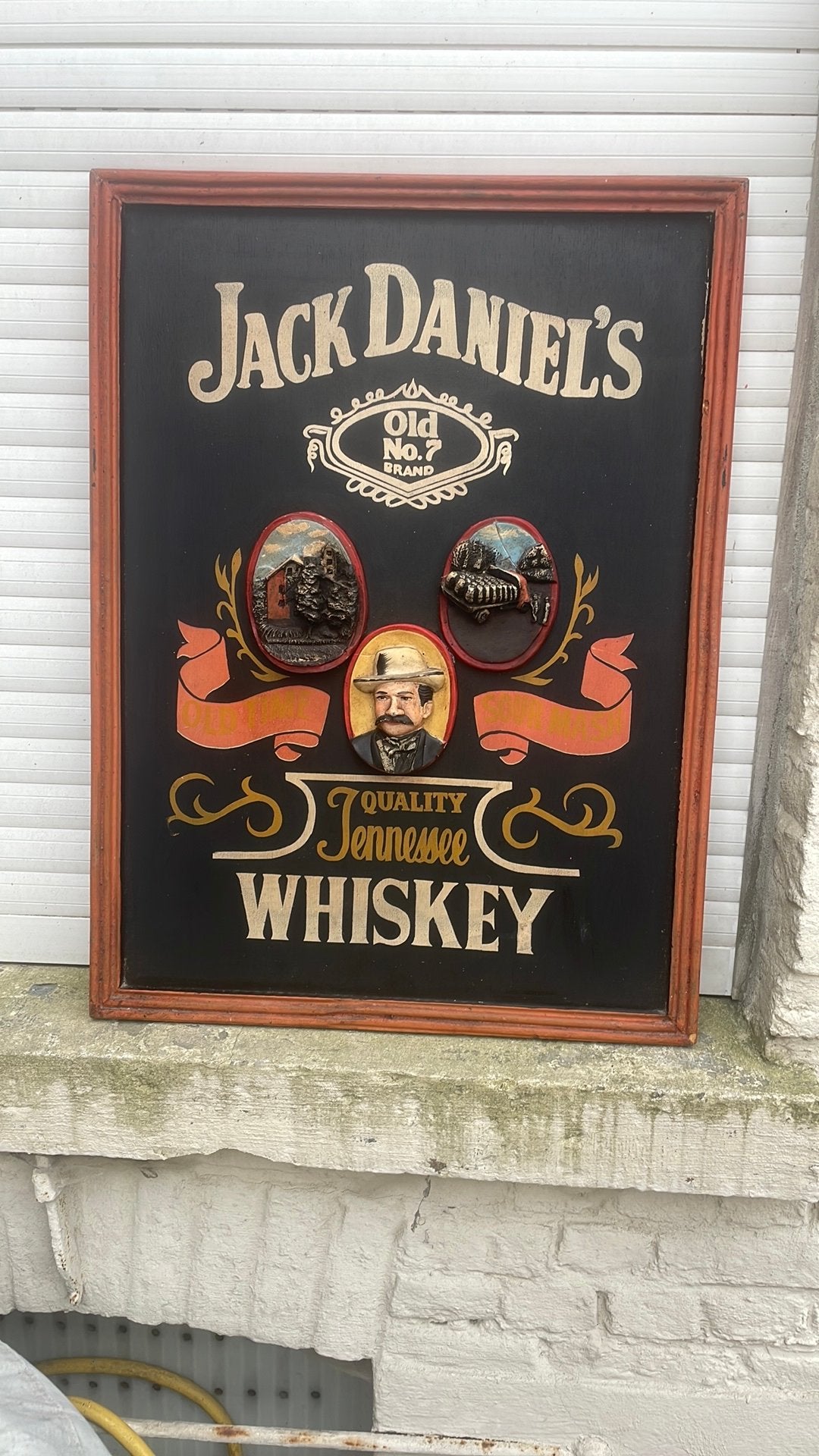 Houten kader Jack Daniels whiskey, Ophalen, Gebruikt, Met ophangmogelijkheid, 81 cm
