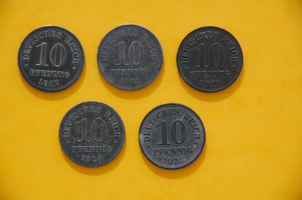 Deutsches REICH : 10 Pfennig ZINK 1917-1921, Postzegels en Munten, Munten | Europa | Niet-Euromunten, Setje, Duitsland, Verzenden
