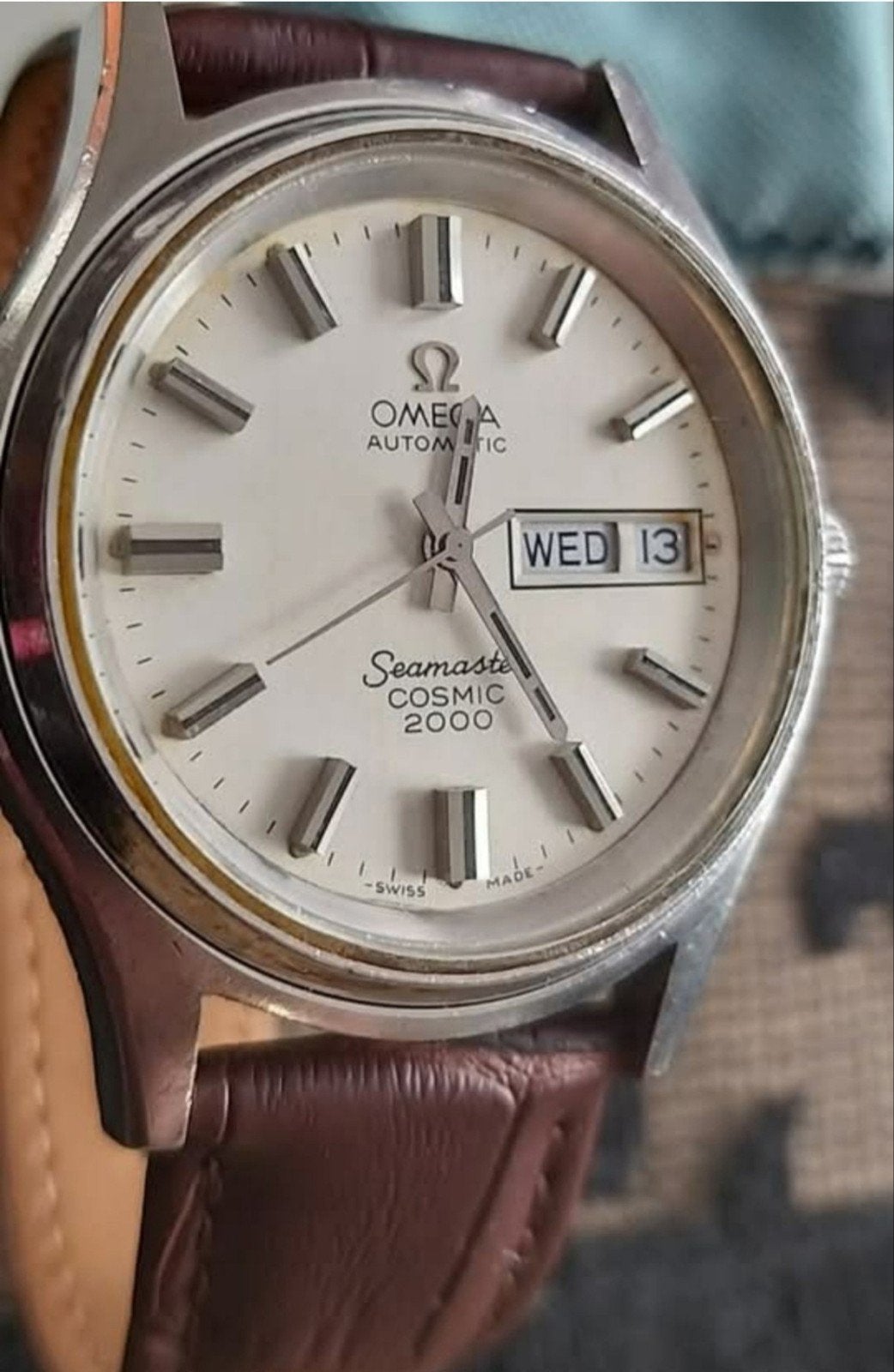 Vintage OMEGA SEAMASTER COSMİC, Handtassen en Accessoires, Horloges | Heren, Leer, Staal, Polshorloge, Ophalen of Verzenden