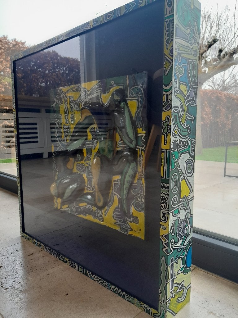 Keramische Relief plaat CoBrA stijl, Enlèvement ou Envoi