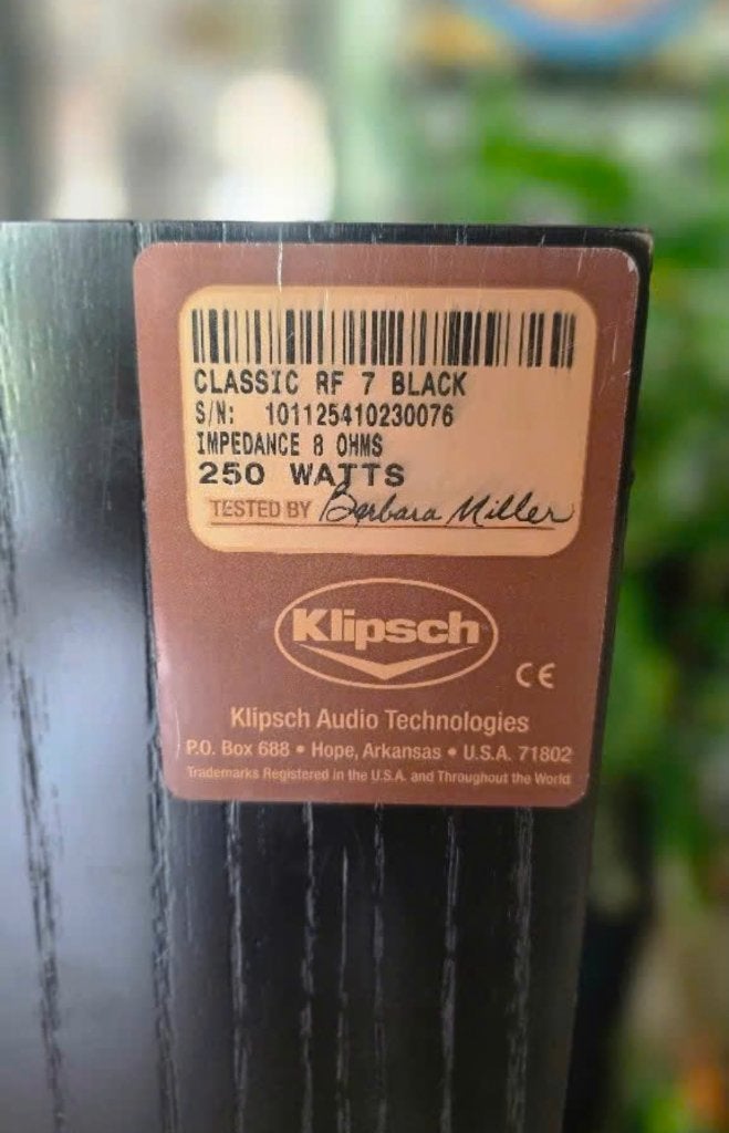 Klipsch RF7, Autres marques, Comme neuf, Enlèvement, Enceinte colonne