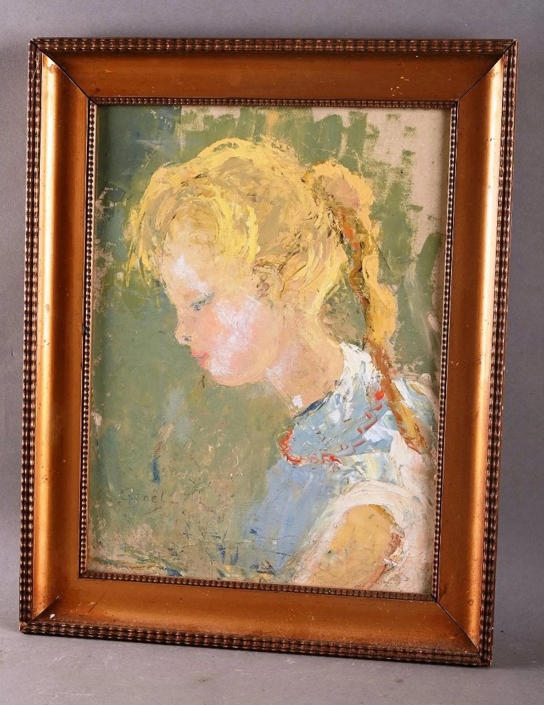 Olieverf op karton, achter glas, gesigneerd P. Genet, Enlèvement, Sous verre, Peinture à l'huile