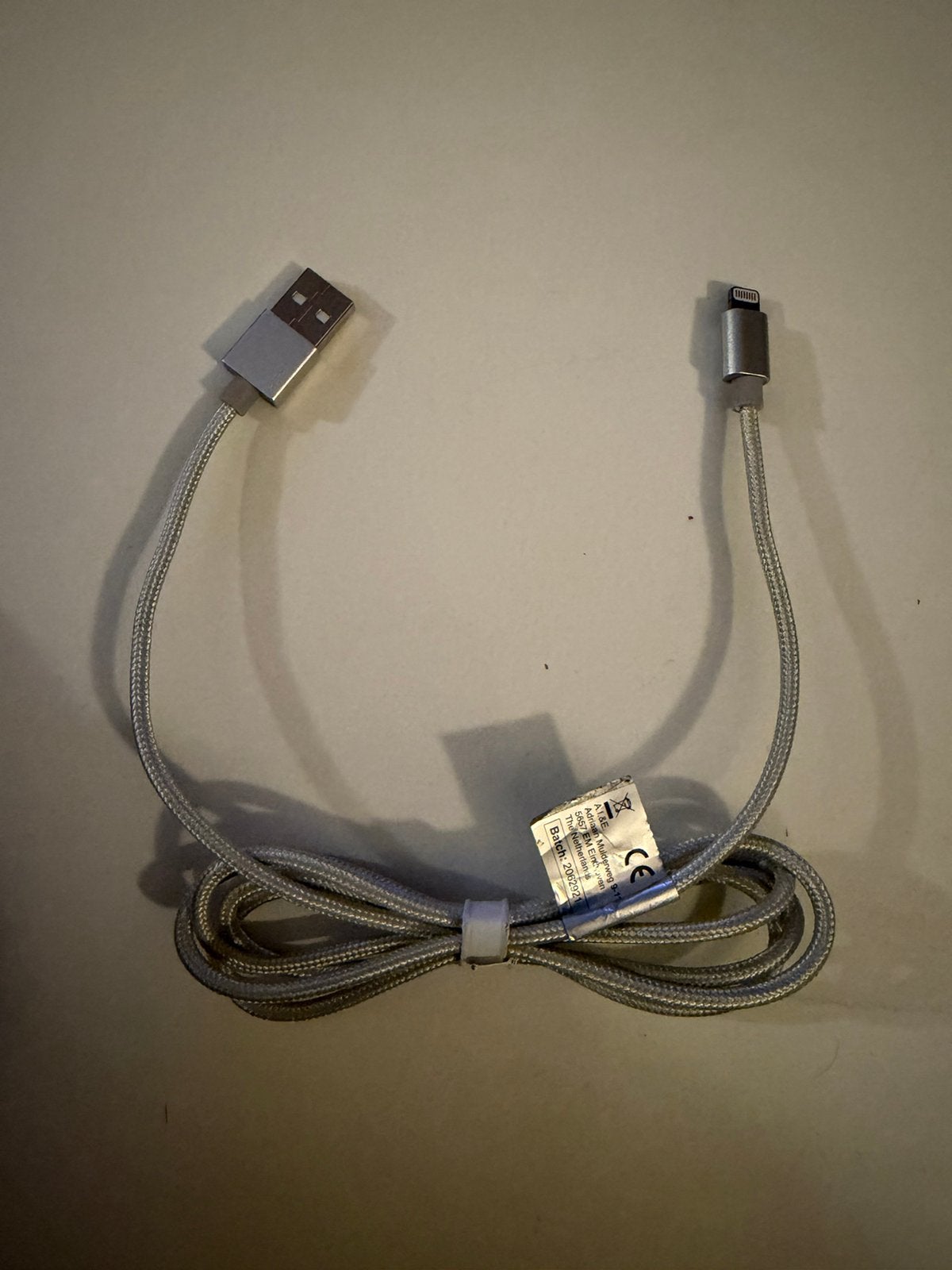 Nieuwe USB Type A naar Lightning-kabel, nylon gevlochten, Ophalen, Zo goed als nieuw