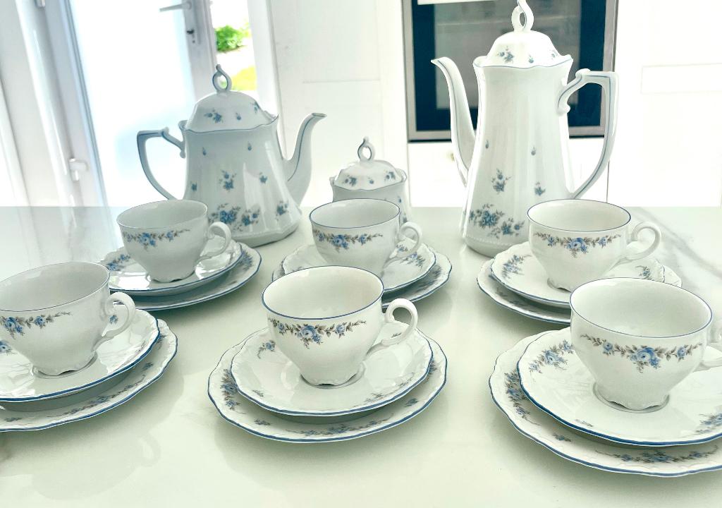 Vintage Bavaria winterling blue rose 21 d set, Antiek en Kunst, Ophalen of Verzenden