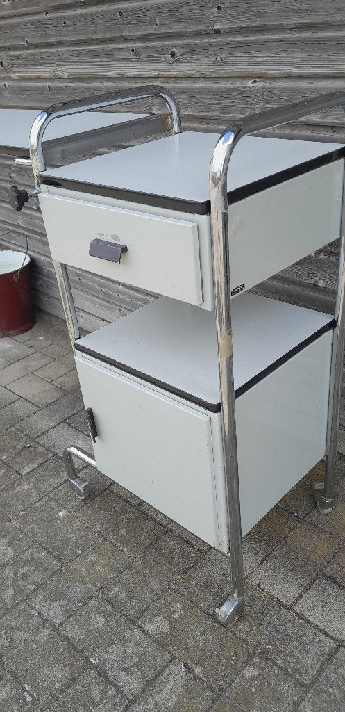 Vintage ziekenhuis nachtkastje medische rolwagen jaren 60' ., Ophalen