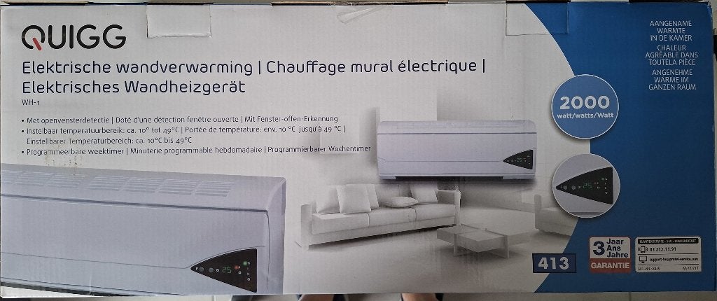 chaufferette électrique murale d'apoint 2000W, Bricolage & Construction, Moins de 60 cm, Comme neuf, Enlèvement, Radiateur