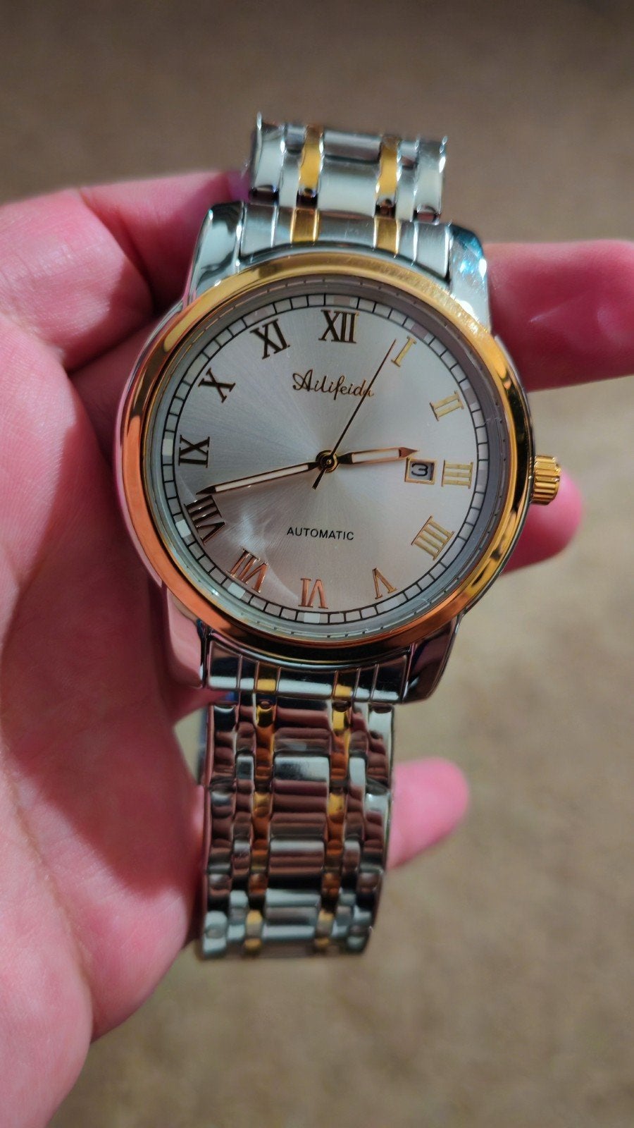 Montre automatique Ailfeida — Bicolore Argent & Or avec Guic, Envoi, Argent