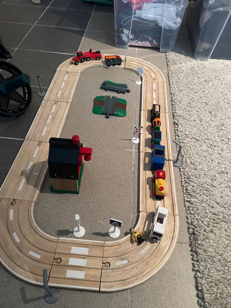 Circuit voiture/train en bois: mix pieces, Ophalen, Gebruikt