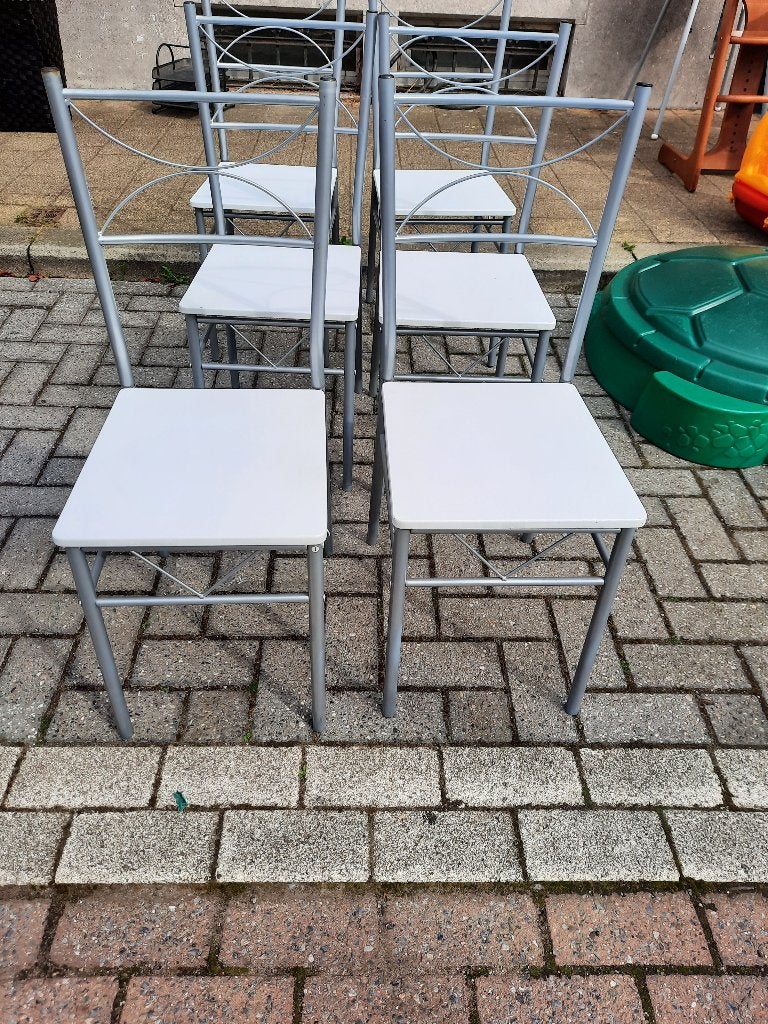 6 chaises, Enlèvement, Utilisé, Blanc, Bois