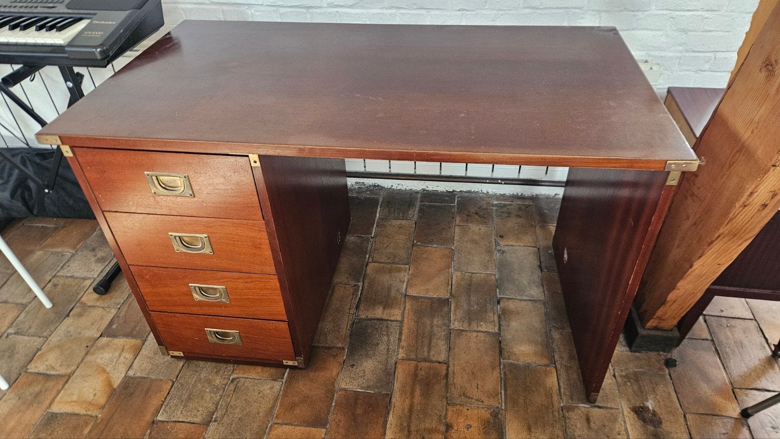 Houten bureau - vintage, 63 cm, Vintage, Enlèvement, Bureau-armoire combiné