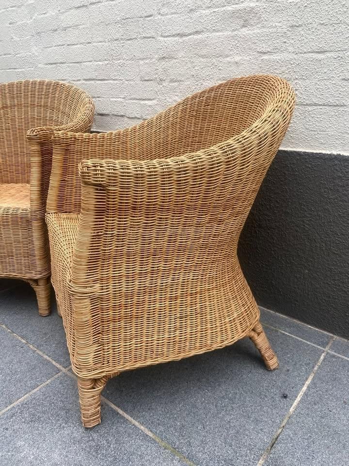 2 rieten zeteltjes, Huis en Inrichting, Ophalen, Gebruikt, Eenpersoons, Riet of Rotan