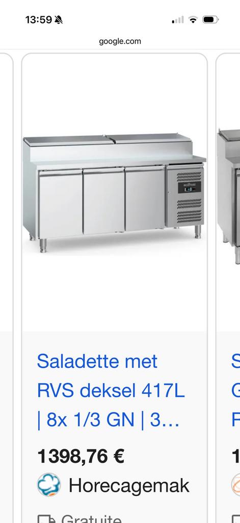 Frigo avec saladette combisteel, Ophalen