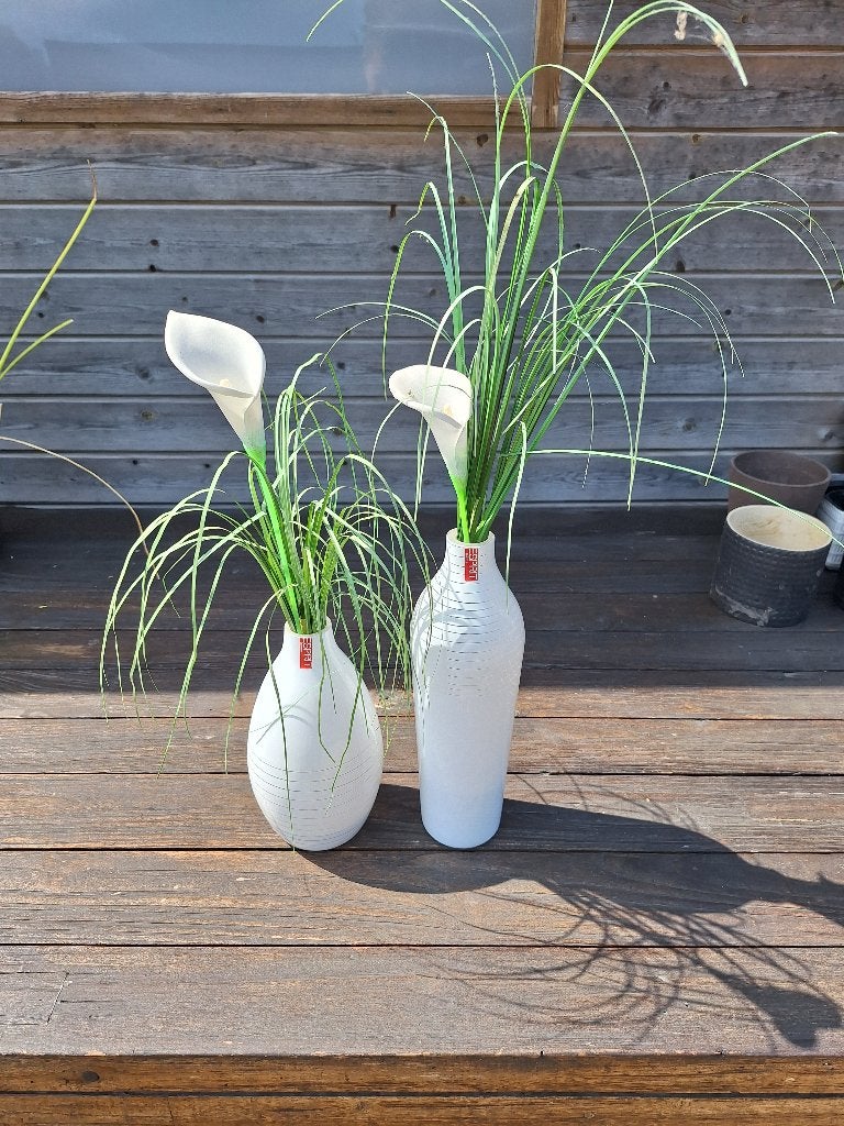 2 vazen ESPRIT, Ophalen, Wit, 25 cm, Inclusief decoratie