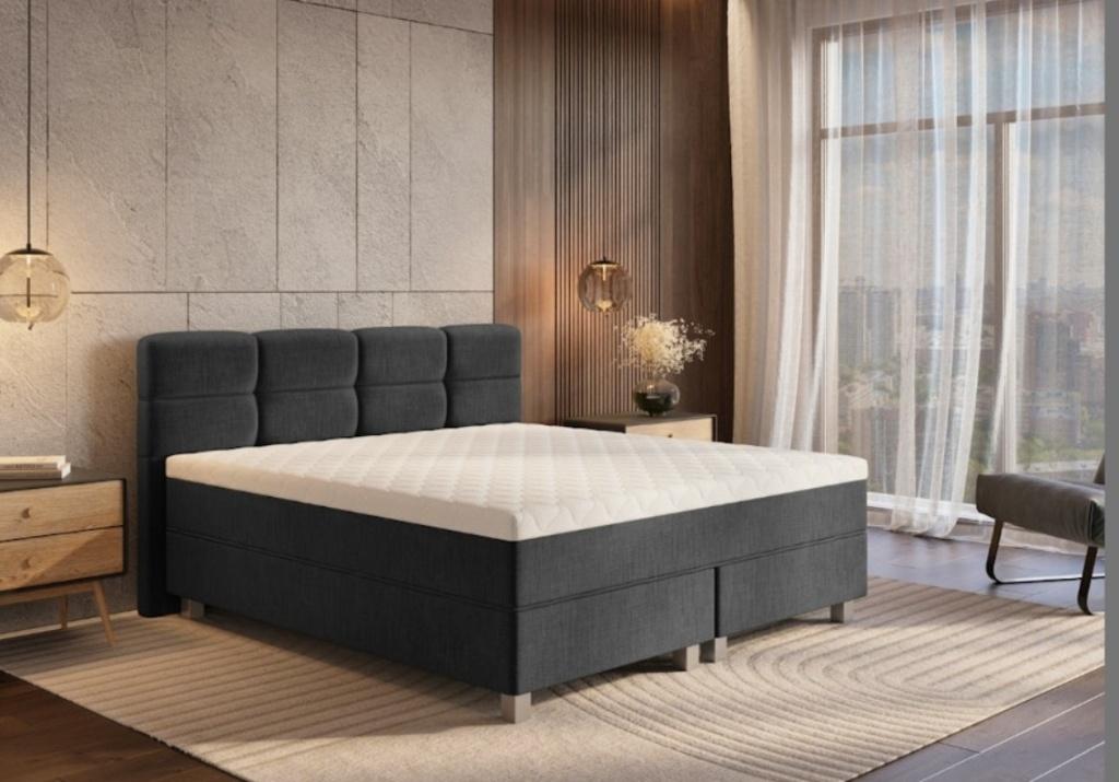 Lit double Emsa Gustavo 180x200 couleur anthracite, Neuf, Autres couleurs, 180 cm, Bois