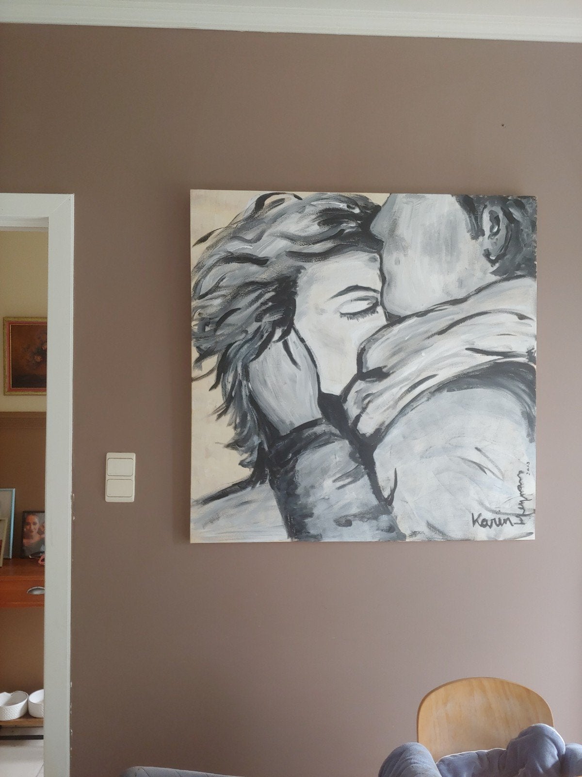 gesigneerd door Karin Heymans, Enlèvement, Peinture