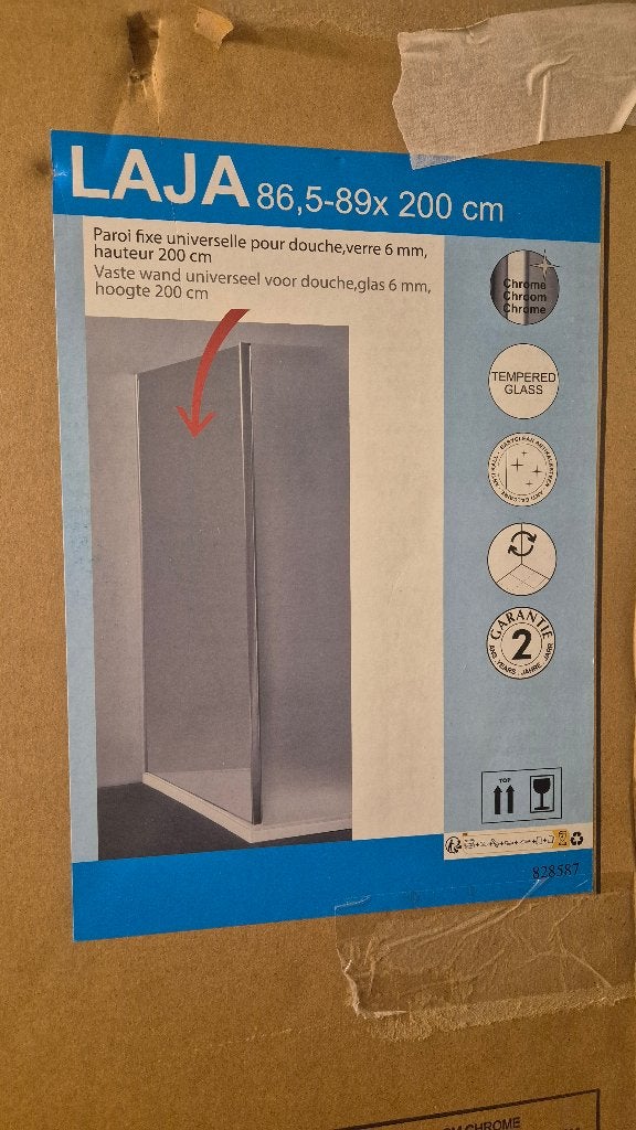 Vaste douche wand, Ophalen, Nieuw, Glas, Douche