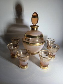 Karafsetje Booms glas, Antiek en Kunst, Antiek | Glaswerk en Kristal, Ophalen of Verzenden