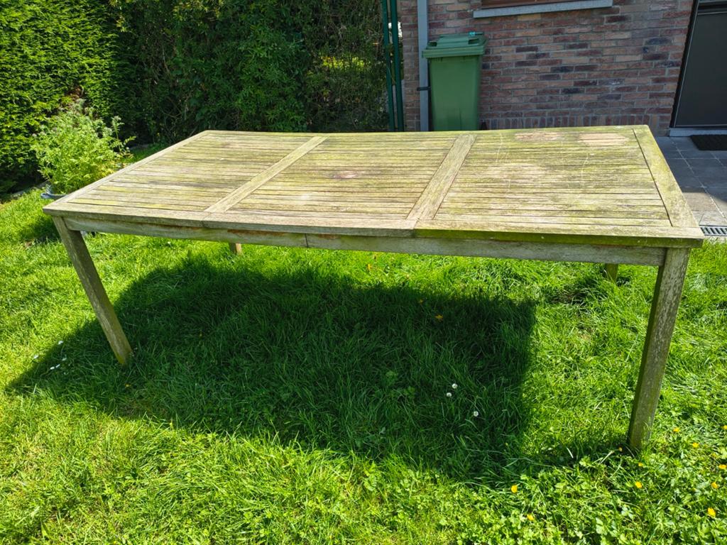 Tuintafel in teak, Ophalen, Gebruikt, Rechthoekig, Teakhout