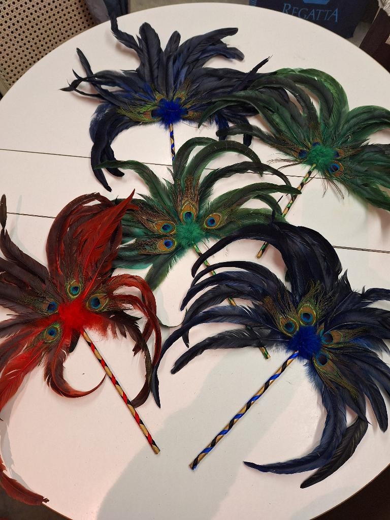 5 carnaval pluimdecoraties, nieuwstaat, Huis en Inrichting, Ophalen of Verzenden, Nieuw