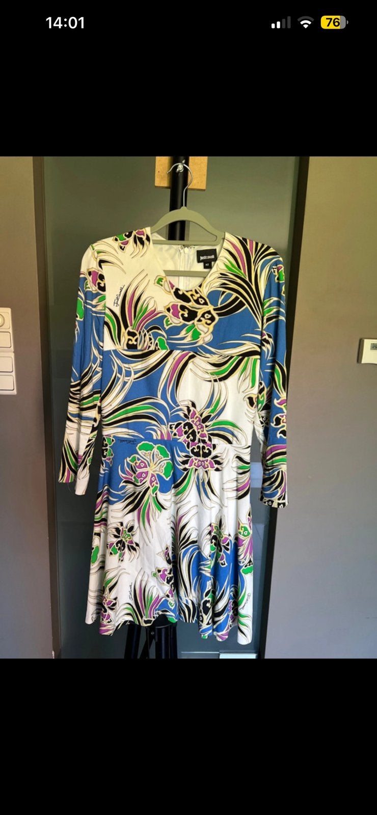 Prachtige Just Cavalli jurk met kleurrijke florale print, Kleding | Dames, Jurken, Zo goed als nieuw, Blauw, Ophalen of Verzenden