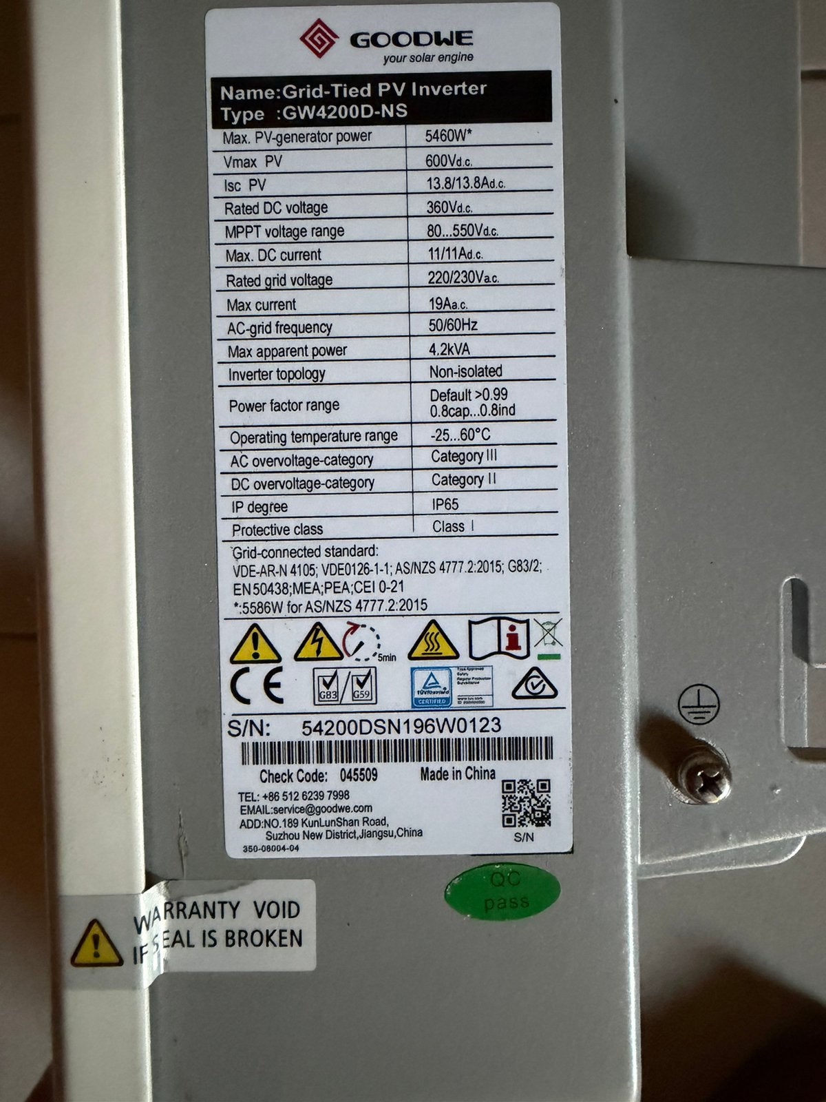 Onduleur Goodwe GW420D-NS, Enlèvement, Comme neuf