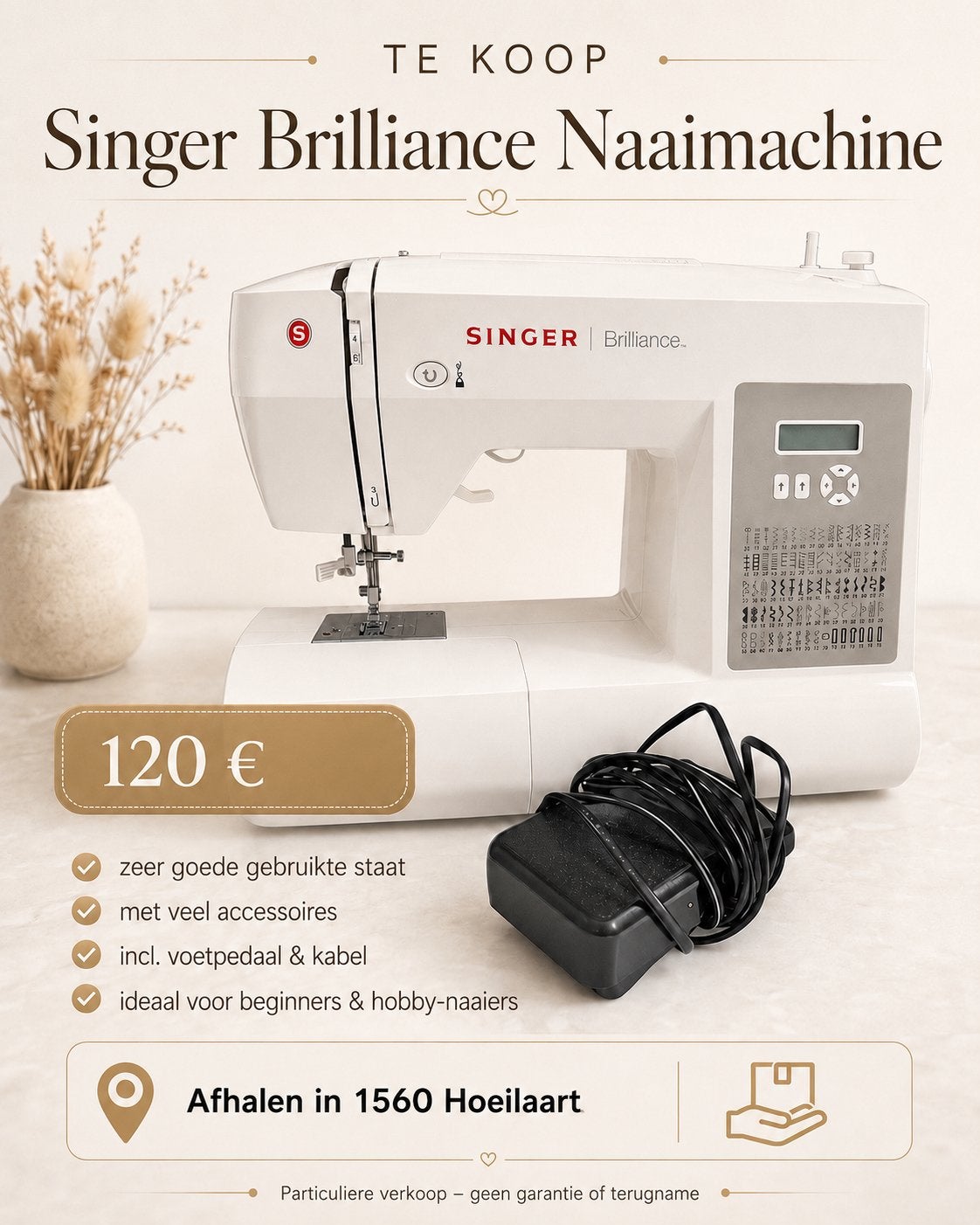 Singer Brilliance naaimachine in zeer goede gebruikte staat, Ophalen, Gebruikt, Naaimachine, Singer