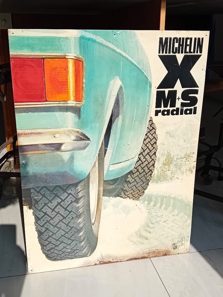 metalen reclamebord Michelin XM+S Radial, Ophalen of Verzenden, Zo goed als nieuw, Reclamebord