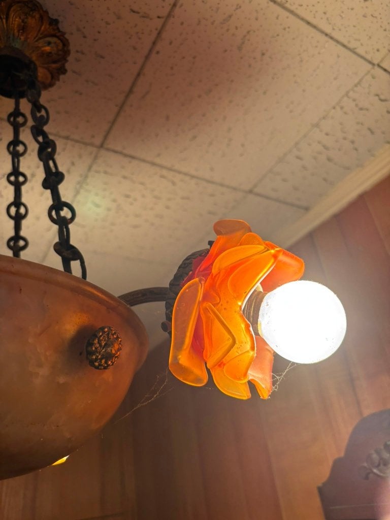 Vintage kroonluchter, Maison & Meubles, Lampes | Lustres, Enlèvement ou Envoi, Utilisé, Verre